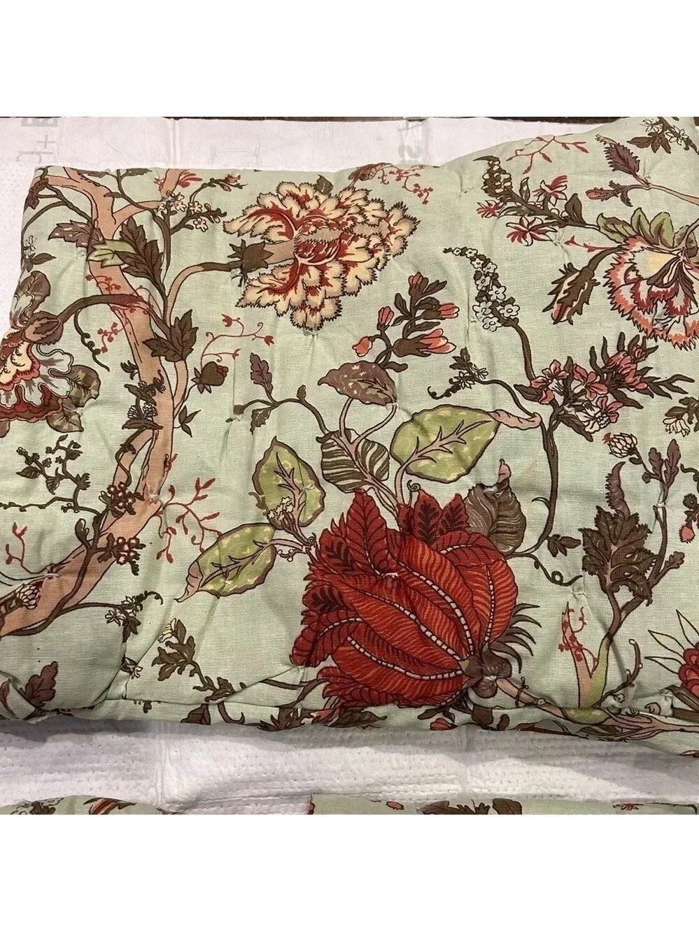 Rachel Zoe Pillow Sham Set of 2 Botanical Cotton Linen Blend Quilted Green 26x27